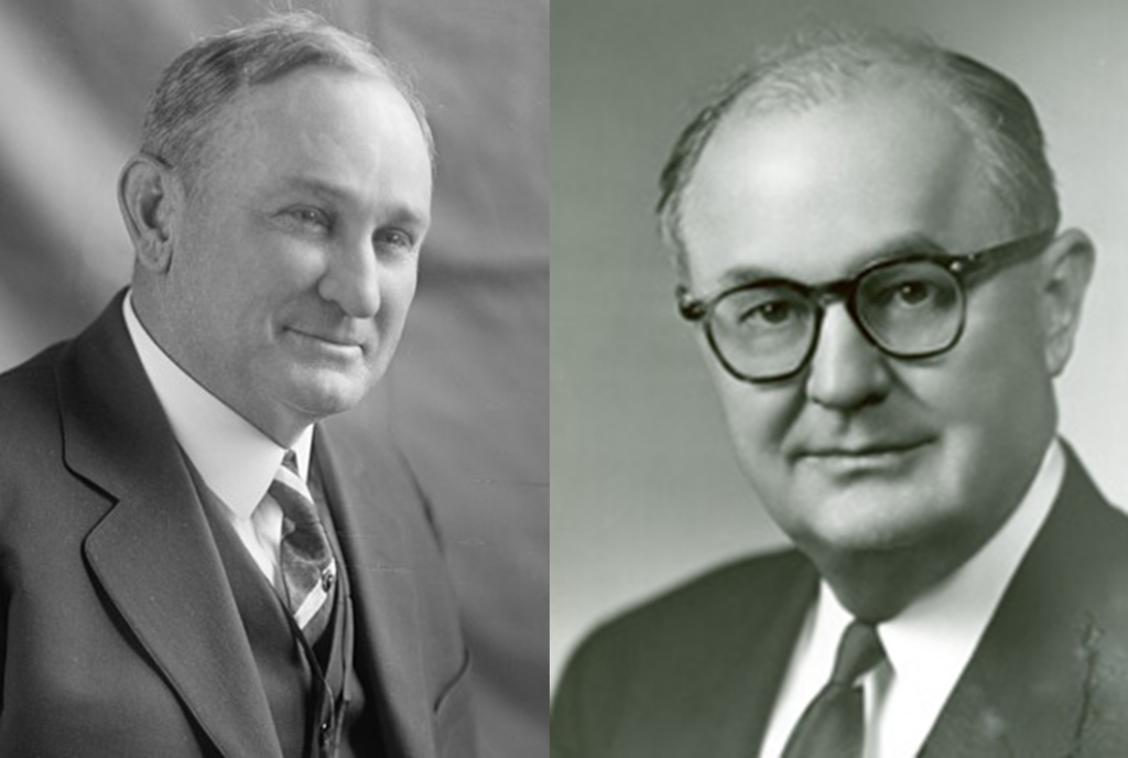 Sen. Joe T. Robinson, (D-AR) left and Rep. Wright Patman, (D-TX) right