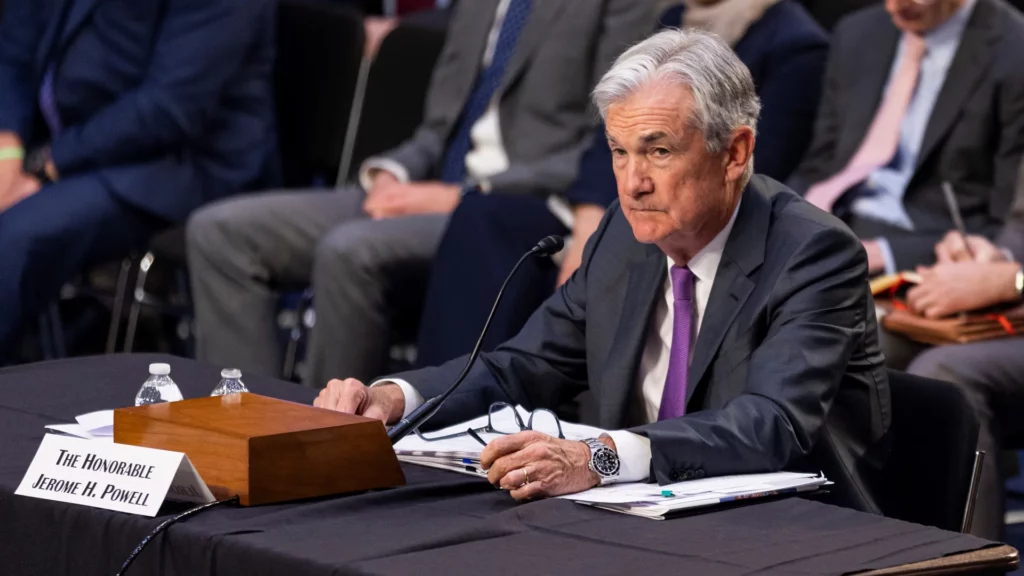 Federal Reserve chair Jerome Powell testifies before Congress earlier this year. Photo: Aaron Schwartz/Xinhua via Getty Image