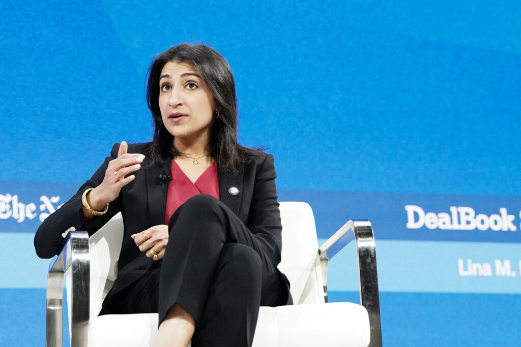 FTC Chair Lina Khan speaks at DealBook's Summit. Photo: Haiyun Jiang for The New York Times